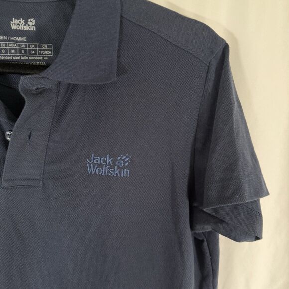Jack Wolfskin Polo Men's Small Navy Blue Collared Short Sleeve Embroidered - Picture 3 of 11